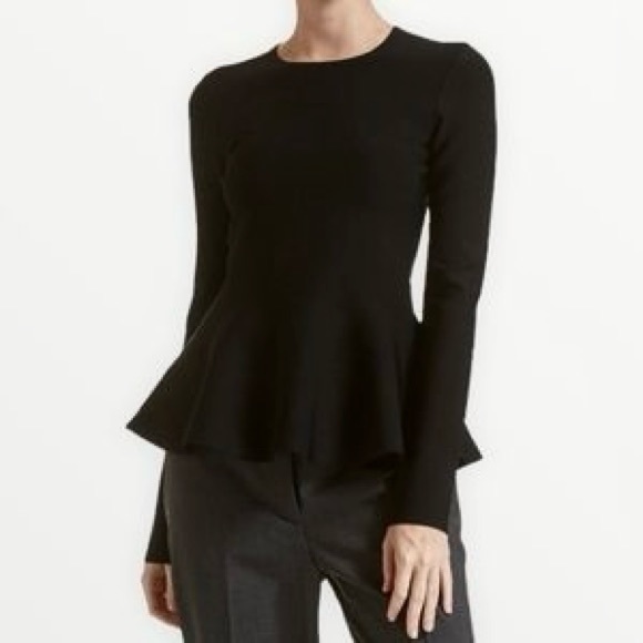 Theory Tops - Theory Peplum Long Sleeve Top Black Size L